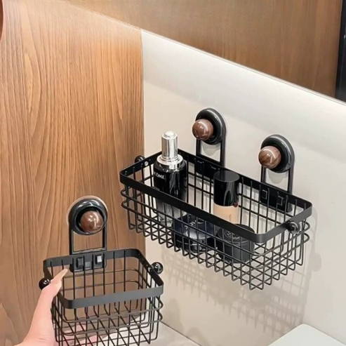 Multi Functional Wall Mounted Metal Storage Basket with Suction Cups