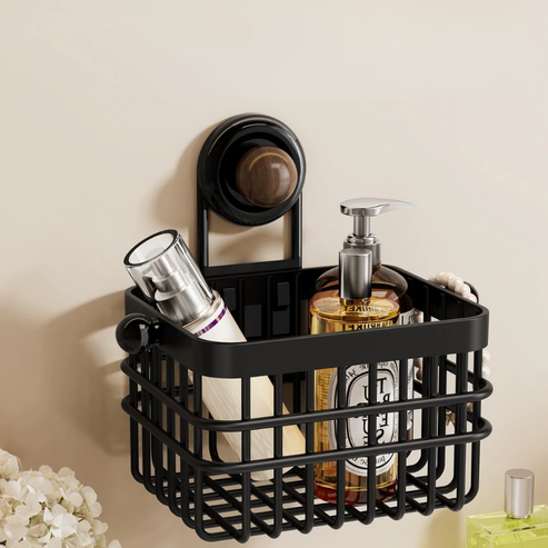 Multi Functional Wall Mounted Metal Storage Basket with Suction Cups