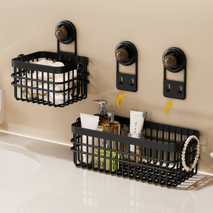 Multi Functional Wall Mounted Metal Storage Basket with Suction Cups